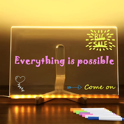 LED Acrylic Message Board Colorful Writable Table Lamp