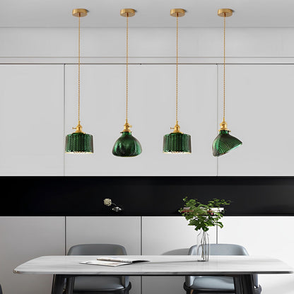 Creative Personality LED Copper Glass Green Retro Nordic Pendant Lights