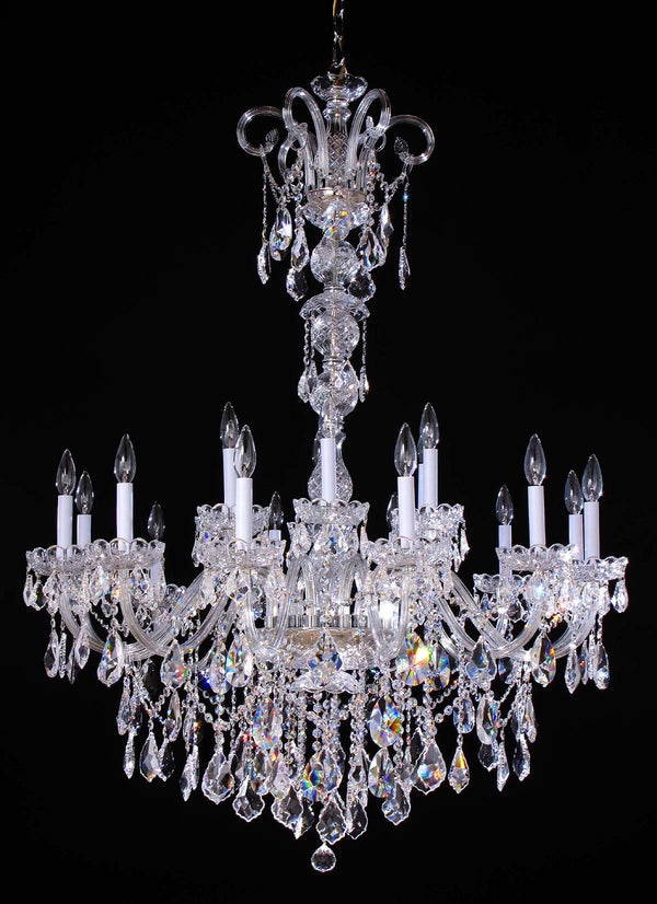 18 Lights Bohemian Crystal chandelier in polished chrome finish