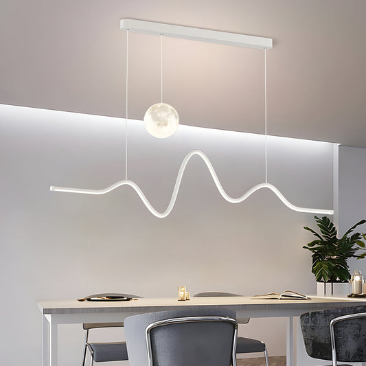 47.24'' Modern Wavy Linear Moon LED Kitchen Island Pendant Light