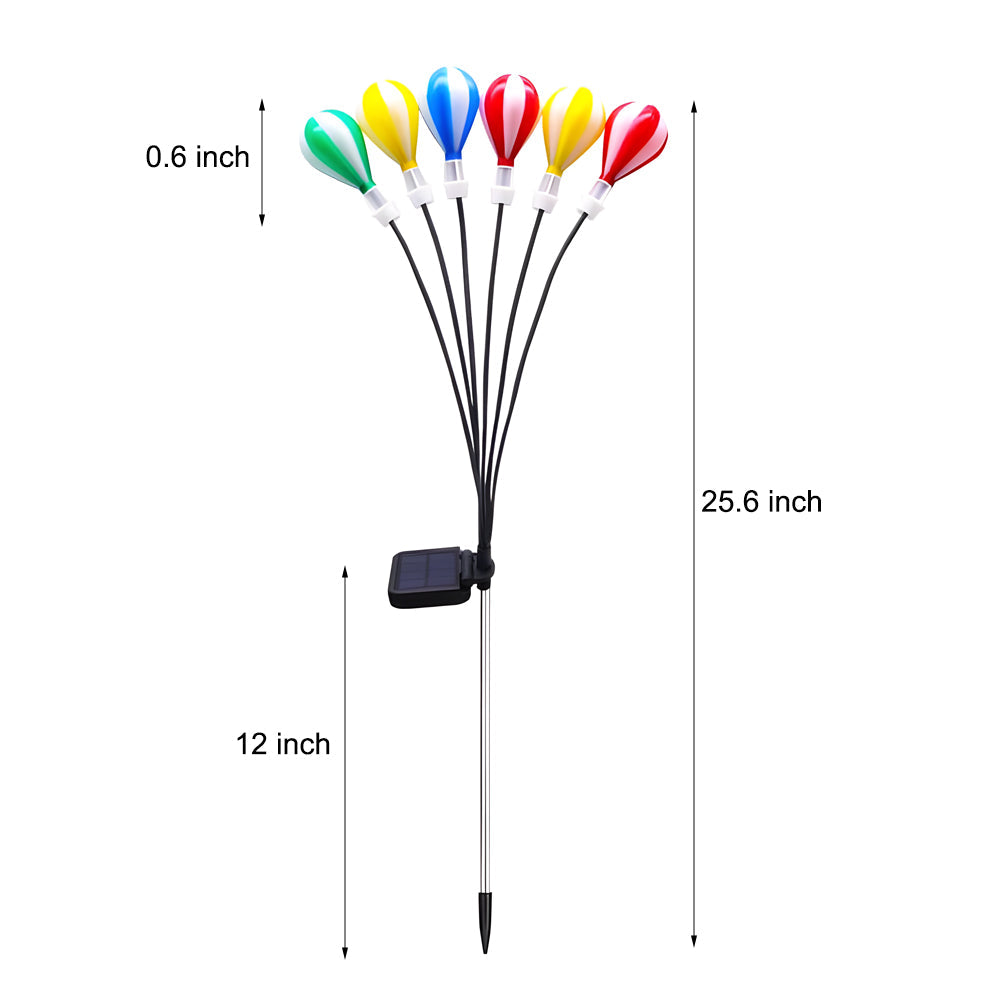 2 PCS Landscape Swinging 6LED Air Balloon Swaying Light Solar Garden Stake Lights