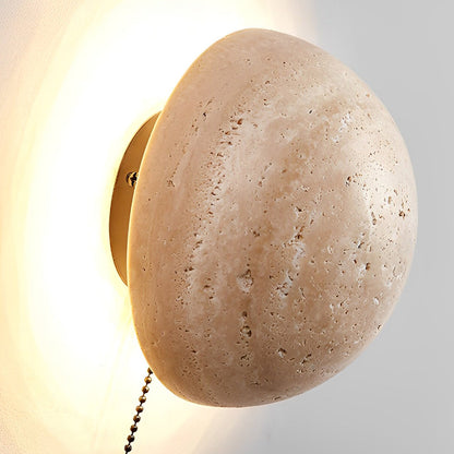 Japanese Style Travertine Stone Round LED Wall Sconce