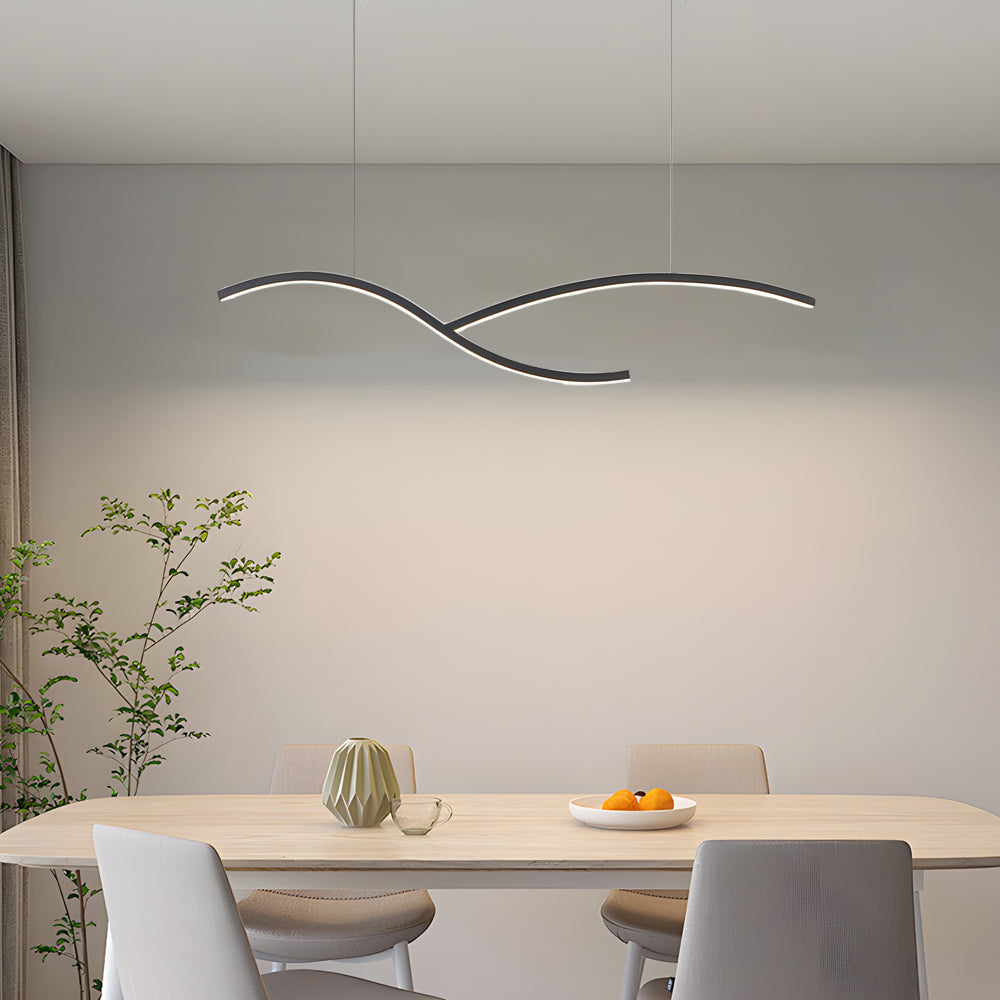 39.4"/47.2" Wide Black/White Wave Linear LED Pendant