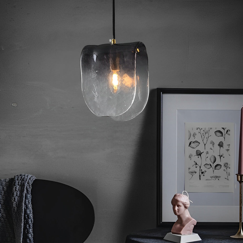 Gradient Smokey Gray Glass Post-Modern Small Chandelier Pendant Lights