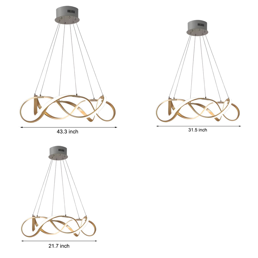 Modern Round Dimmable LED Aluminum Geometric Chandelier - Gold