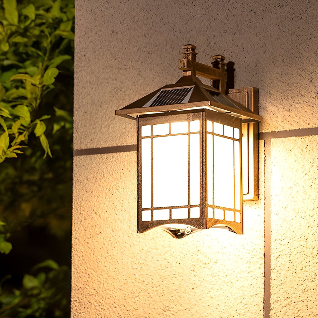 Retro Waterproof LED Vintage Solar Wall Lamp with Remote Wall Sconce Lighting