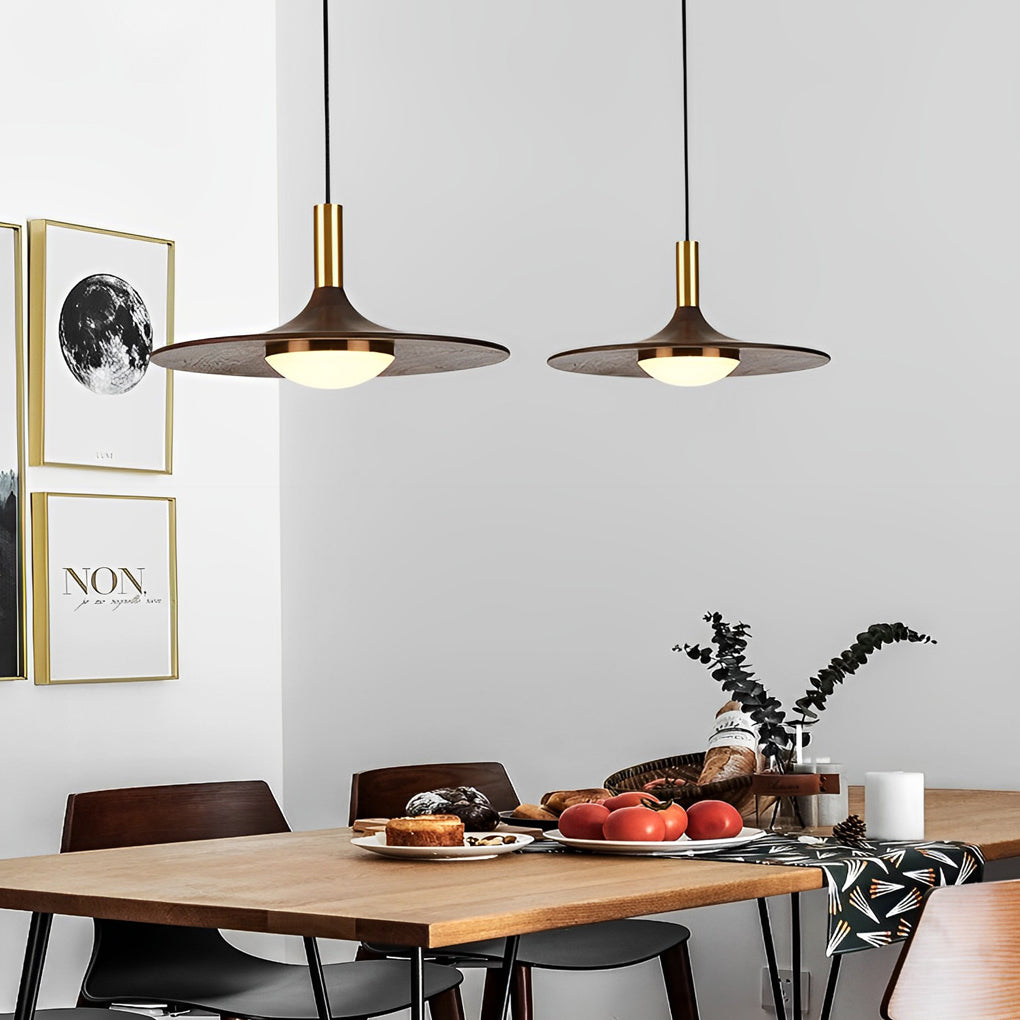 Creative Flying Saucer Shape Wood LED Nordic Chandelier Pendant Lights