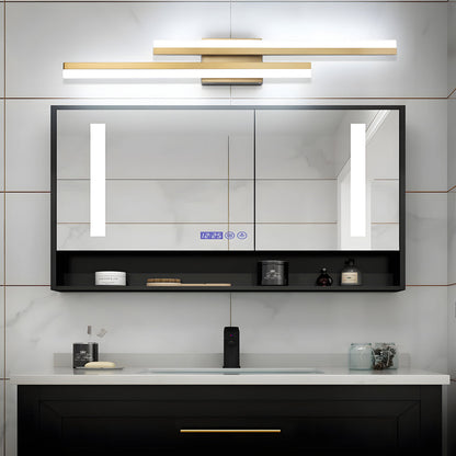 Modern 2-Light Linear LED Wall Lamp with 3-Step Dimming - Black/Gold Wall Sconce