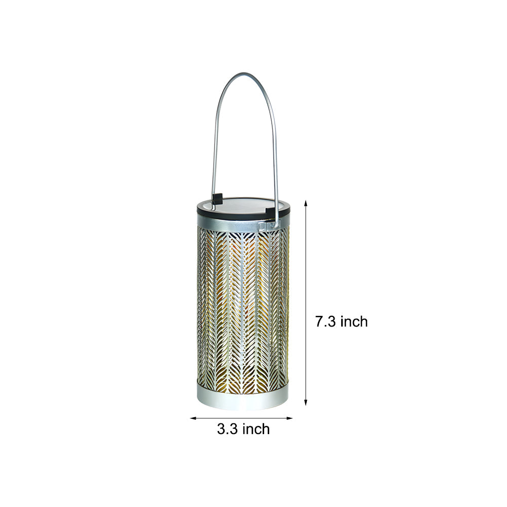 7.3-Inch H Metal Cutout Solar Portable Hanging Lantern