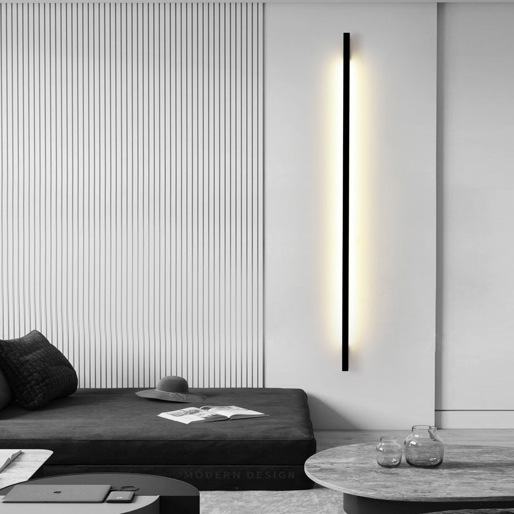 Minimalist Strip Three Step Dimming LED Black Postmodern Wall Lamp