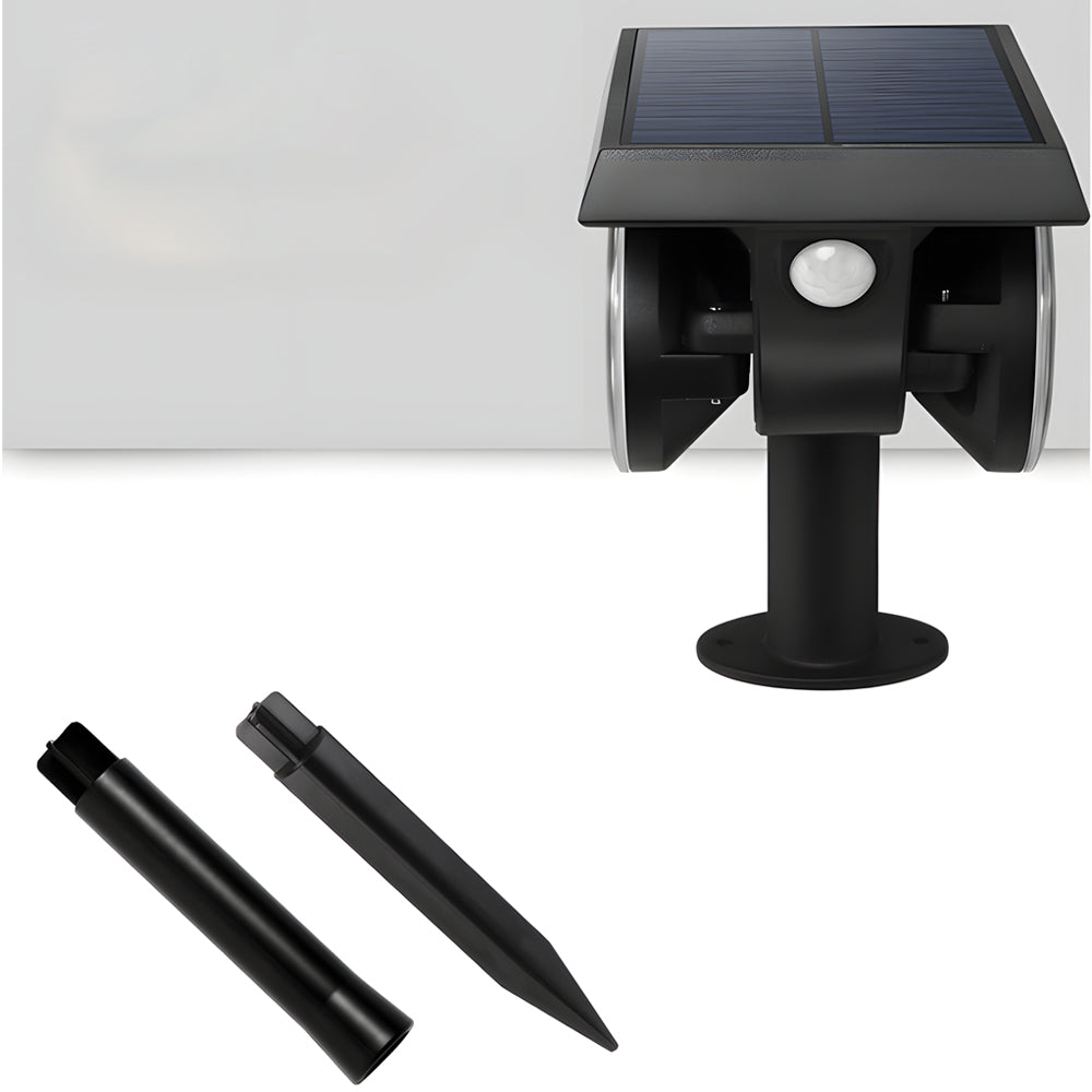 2 - Head Modern Black Solar LED Spotlight with Motion Sensor, Rotatable