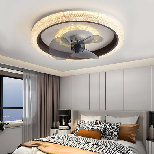 Round Muted 360° Rotatable Stepless Dimming LED Modern Ceiling Fan Light