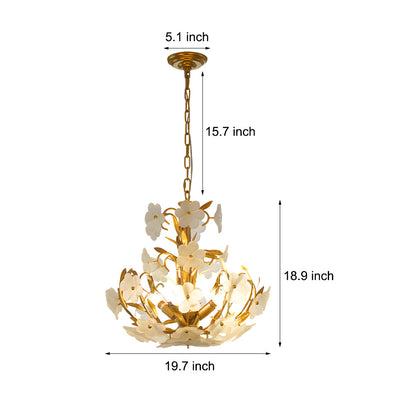 French Style 4-Light Glass Flower Bouquet Chandelier