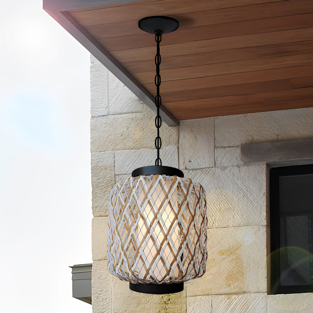 Rattan Waterproof Rustic Modern Outdoor Chandelier Pendants Ceiling Lights