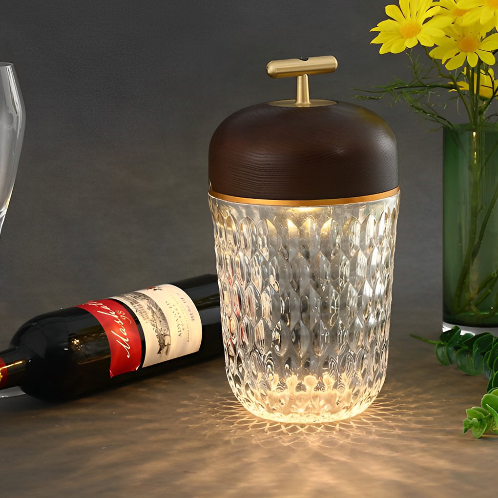 Pretty Cup-Shape Crystal Table Lamp Glass Ambient Lighting