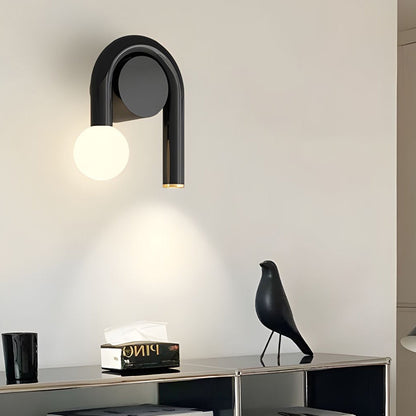 2-Light Arched Iron U-shaped Line Wall Sconce LED Matte Black Bathroom Vanity Lights