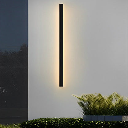 Minimalist Long Strip LED Waterproof Black Modern Solar Wall Sconce Lighting