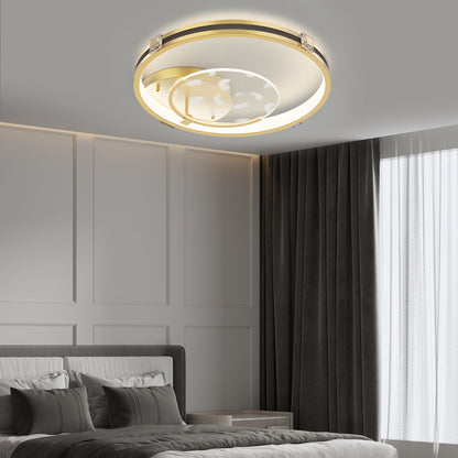 Round Acrylic Feathers Three Step Dimming LED Modern Ceiling Light Fixture