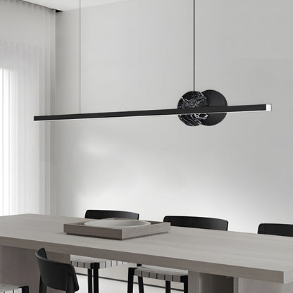 Black Linear Round Marble LED Pendant Light