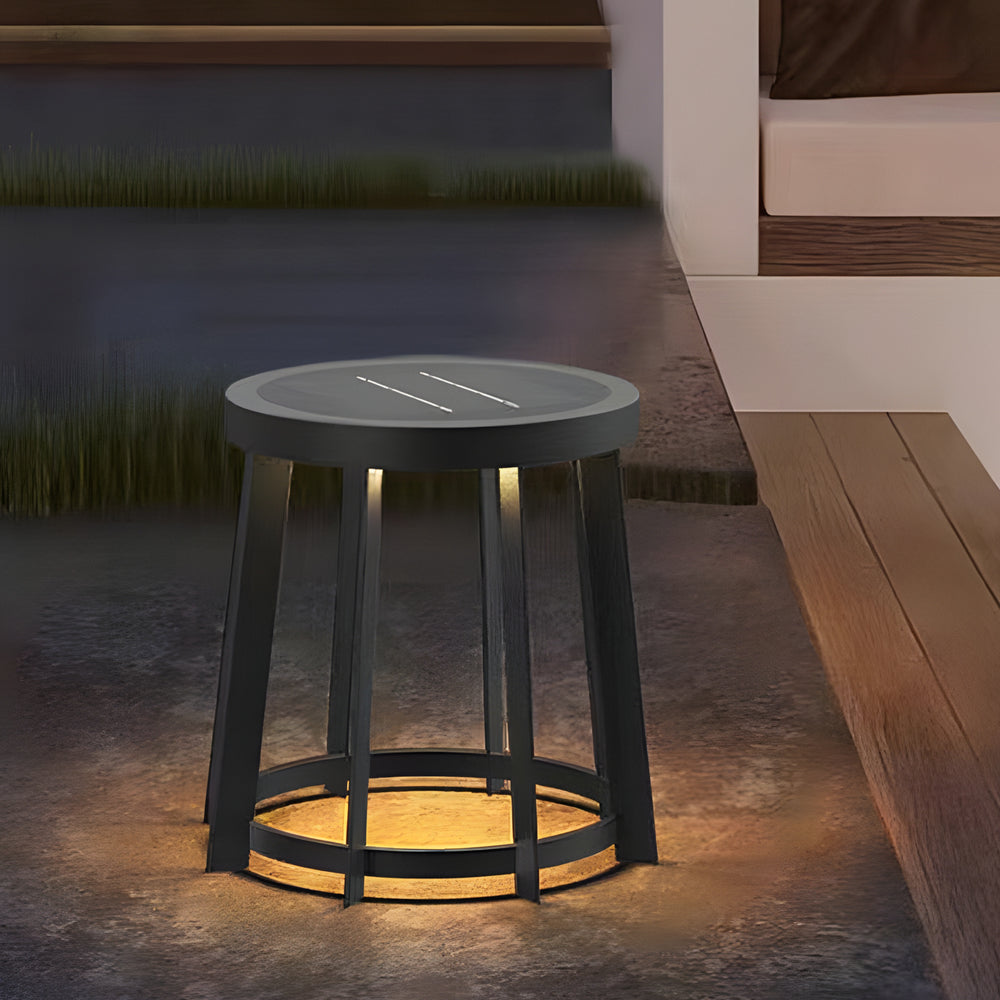 Round Stool Multifunctional Waterproof LED Black Modern Solar Lights