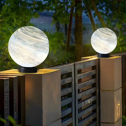 Round Glass Planets Design Waterproof Modern Outdoor Fence Post Lights