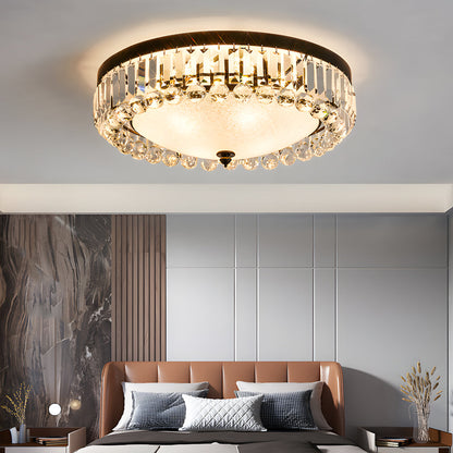 Round Crystal LED 3 Step Dimming Luxury American Style Ceiling Lights