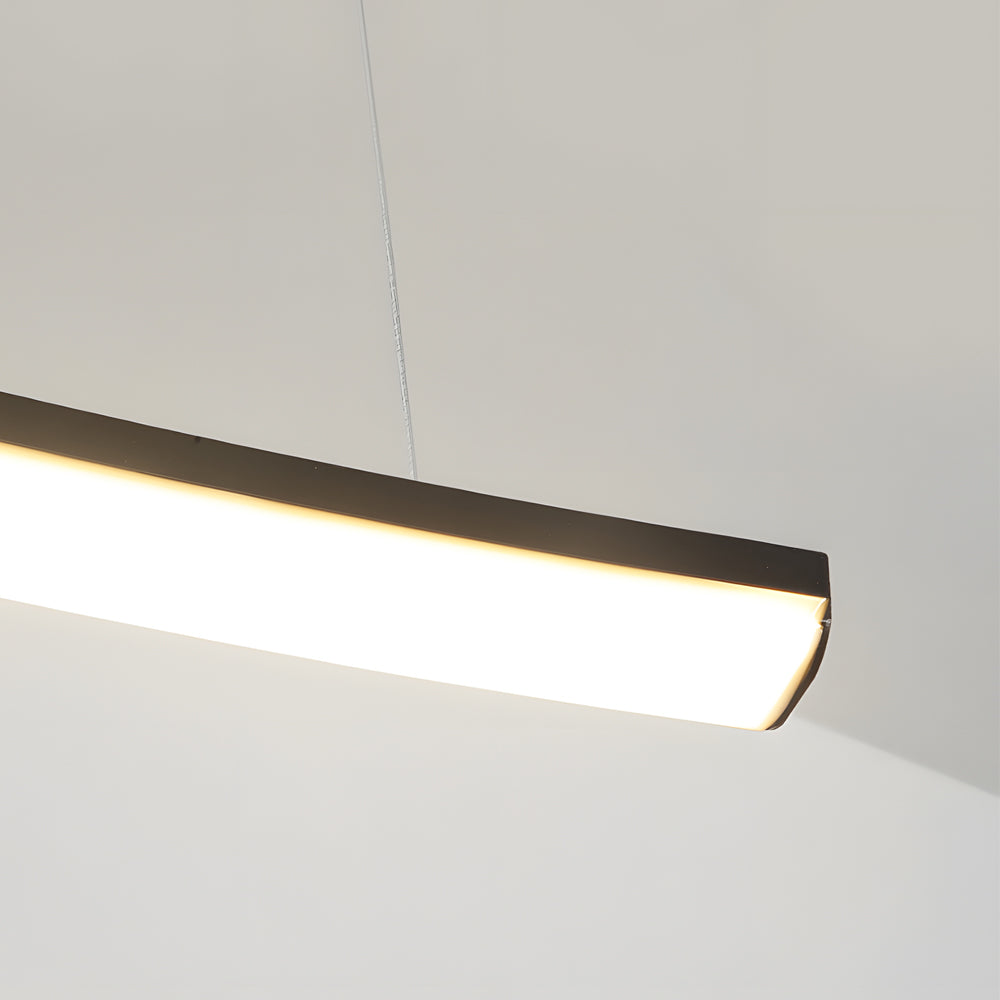 Modern LED Linear Arcing Pendant Lighting: Matte Black Fixture for Dining Room & Kitchen Island