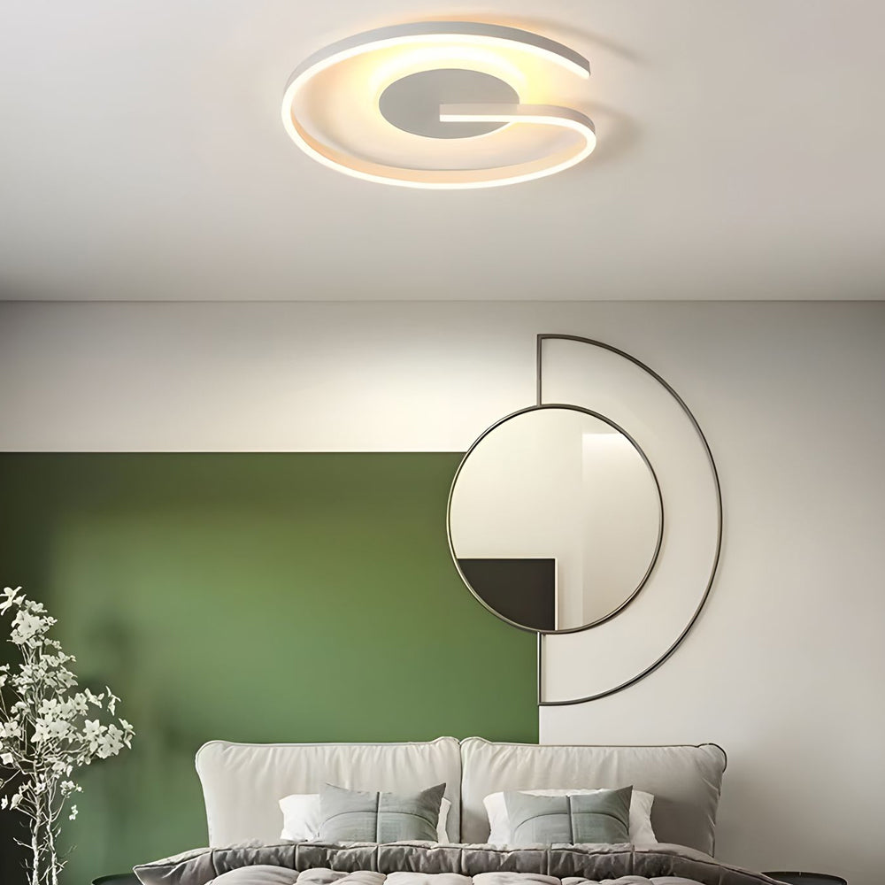 White/Black Open Ring Circle Ceiling Lamp LED Bedroom Flush Mounted Ceiling Light