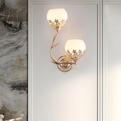 2-Light Glass Flower LED Simple European Style Wall Sconces Lighting