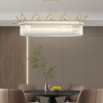 1/2 Layers Long Oval Crystal Crowns Three Step Dimming Modern Chandelier