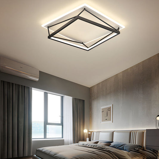 Nordic Geometric Art Black LED Flush Mount Ceiling Light