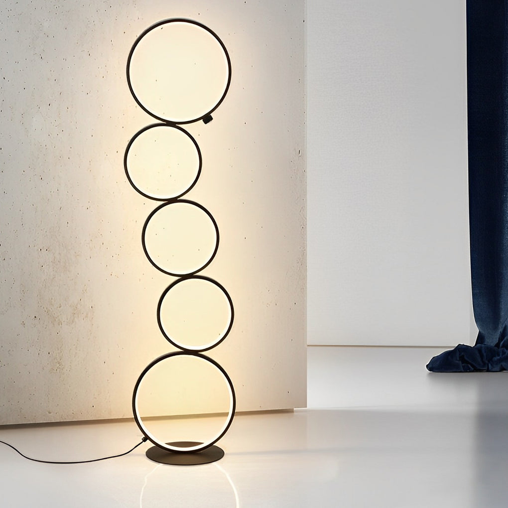 Modern Artistic 5 LED Circles Stack Floor Standing Lamp