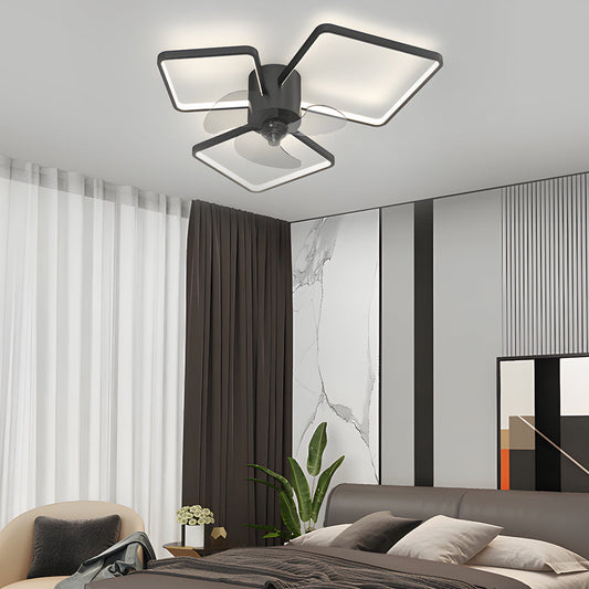 Square Round Rings Three Step Dimming LED Silent Modern Ceiling Fans Lamp