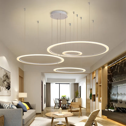 4 Circles Artistic Dimmable LED Modern Pendant Lighting Chandeliers