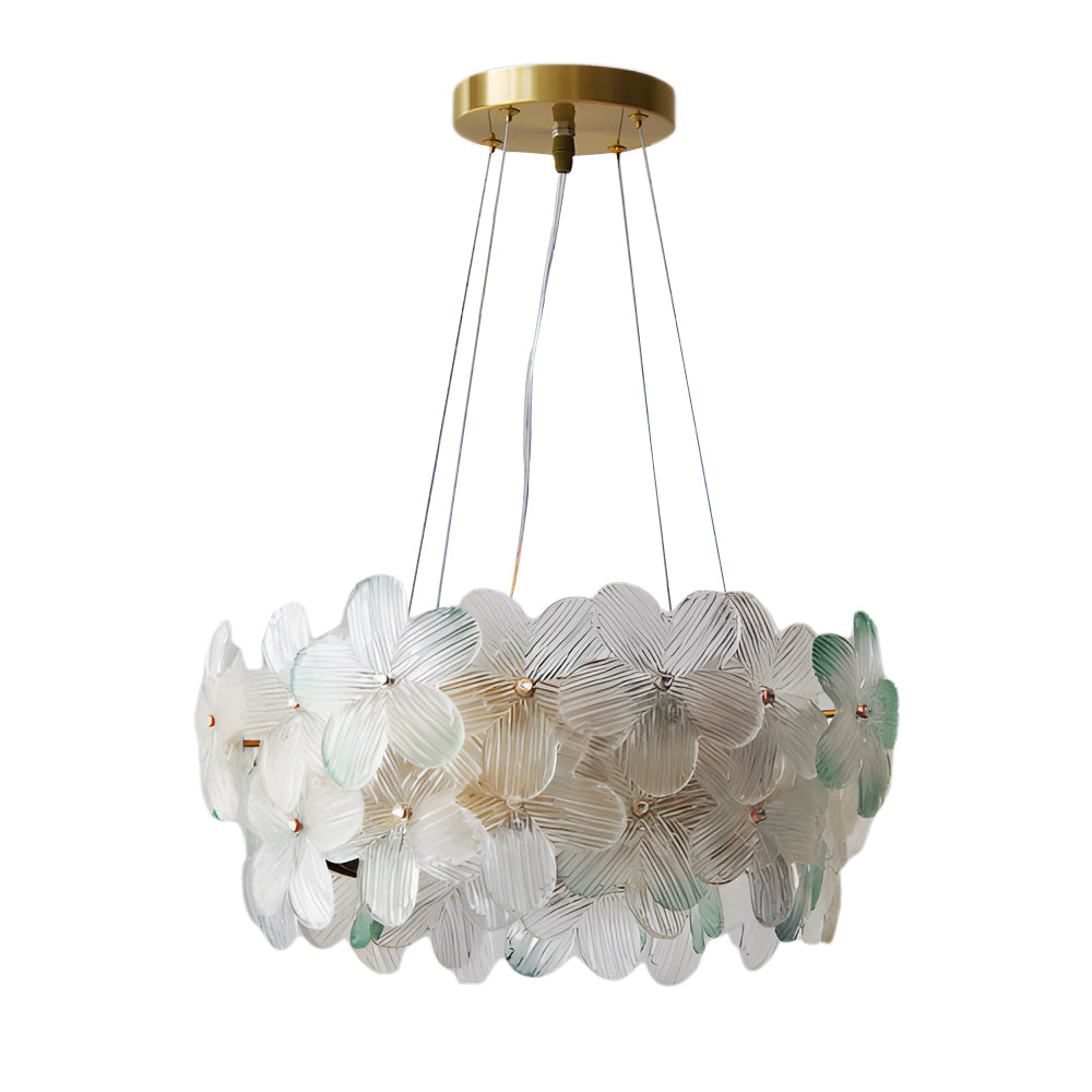 French Glass Flower Round Chandelier