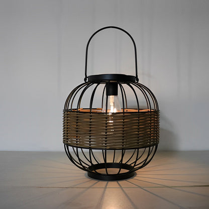 Rattan Decor Cage Shape Waterproof Intelligent Outdoor Solar Lanterns