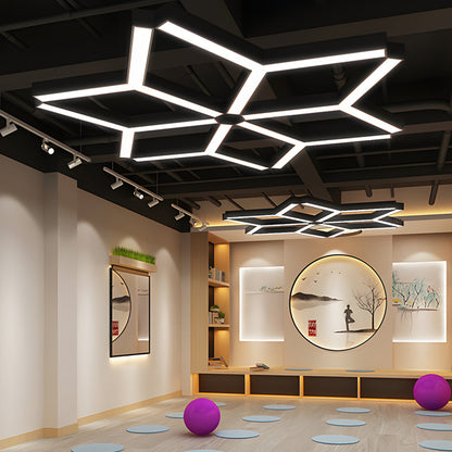 4 Pcs Modern Seamless Y-Shaped Linear LED Office Pendant Lights