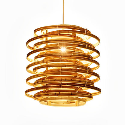 16'' Round Bamboo Pendant Light Farmhouse Pendant Light Living Room Lighting