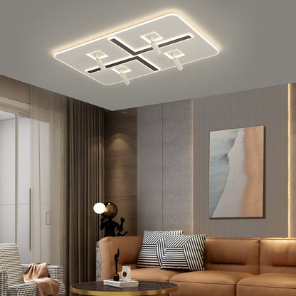 Ultra-Thin Rectangular 3 Step Dimming Modern Ceiling Lights with Spotlights