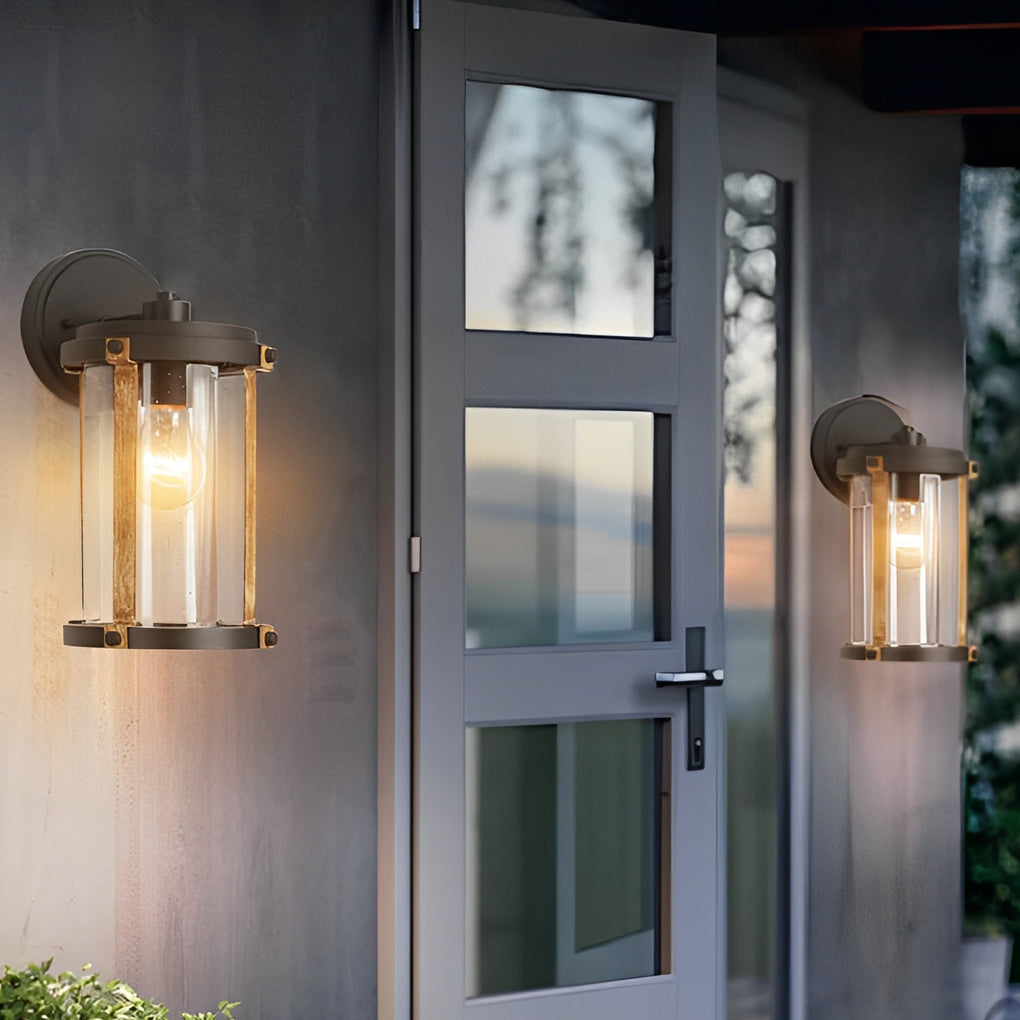 Vintage Waterproof Glass Black Industrial Style Outdoor Wall Sconces Lighting