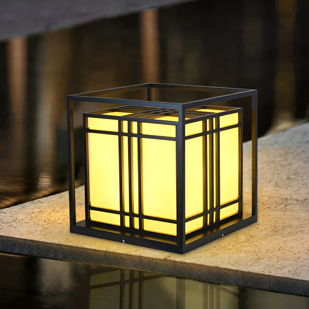 Retro Square Waterproof LED Black Modern Outdoor Post Caps Lights