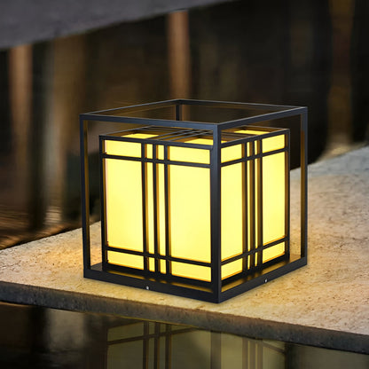 Retro Square Waterproof LED Black Modern Outdoor Post Caps Lights