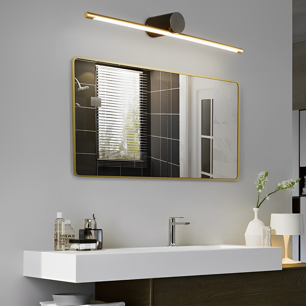 Modern Two-Tone Bathroom Vanity Light with Cylinder Fixture and Linear Bar