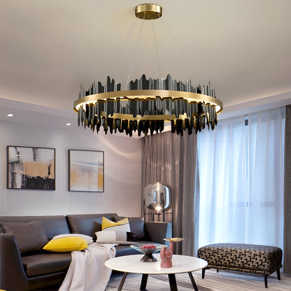 Creative Metal Circular Stepless Dimming LED Post-Modern Chandelier