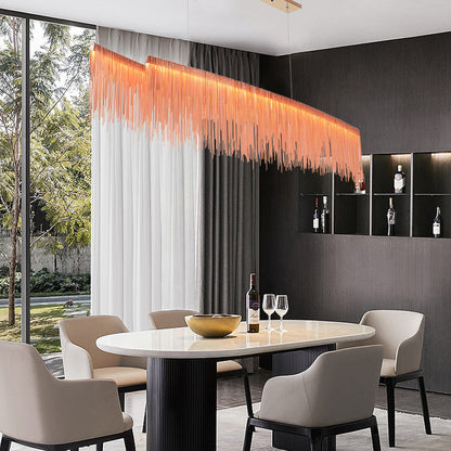 Aluminum Tassels Chain LED Dimmable Post-Modern Dining Room Chandelier