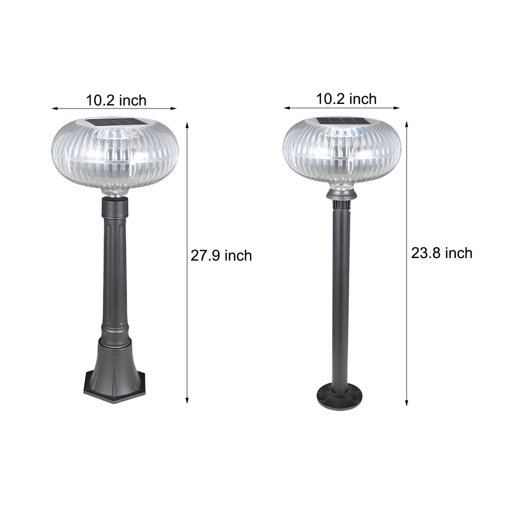 Modern Solar Lawn Light Metal Cylinder Oval  Shade LED Outdoor Bollard Light