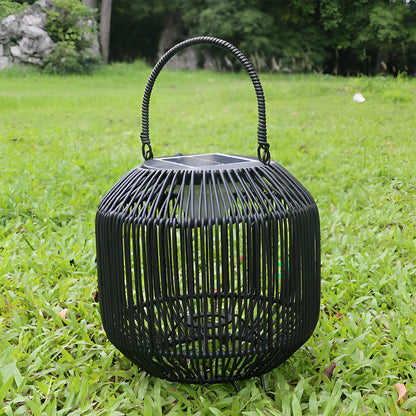 Waterproof Portable LED Rattan Retro Solar Powered Outdoor Lanterns