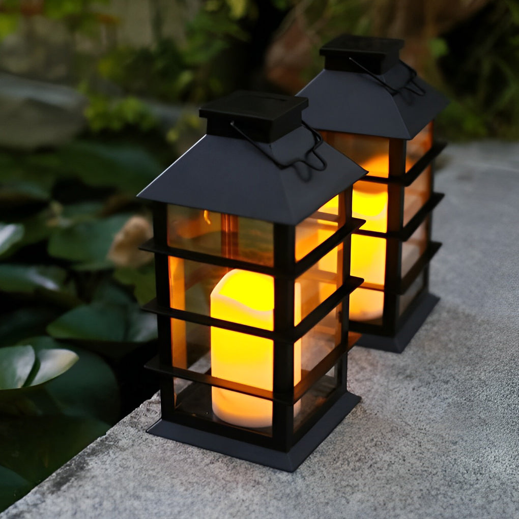 Portable Lantern Waterproof LED Intelligent Black Solar Outdoor Lights