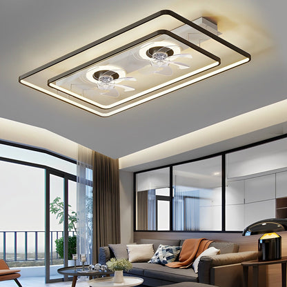 Rectangular LED Two Fans Nordic Bladeless Ceiling Fan