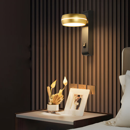 Round 6W LED Wall Sconce Rotatable Bedside Lamp